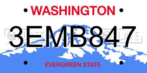 3EMB847 Washington License Plate