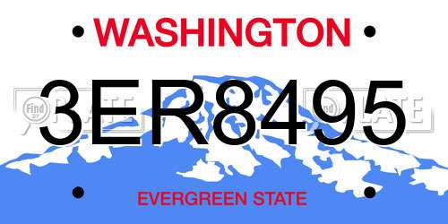 3ER8495 Washington License Plate