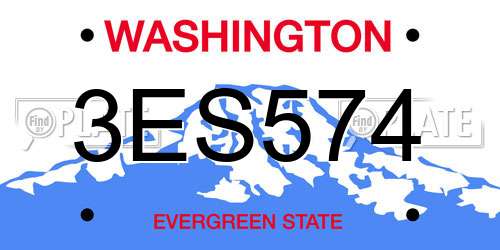 3ES574 Washington License Plate