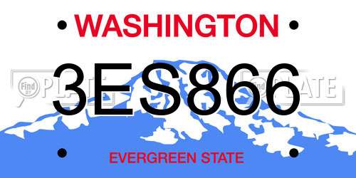 3ES866 Washington License Plate