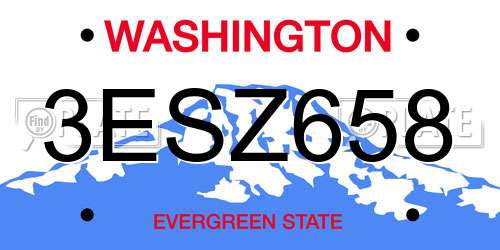 3ESZ658 Washington License Plate