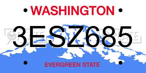 3ESZ685 Washington License Plate