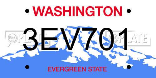 3EV701 Washington License Plate