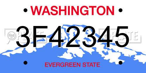 3F42345 Washington License Plate
