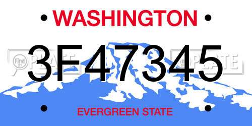 3F47345 Washington License Plate