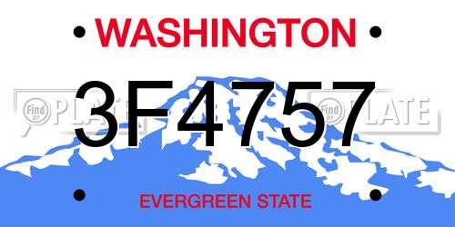 3F4757 Washington License Plate