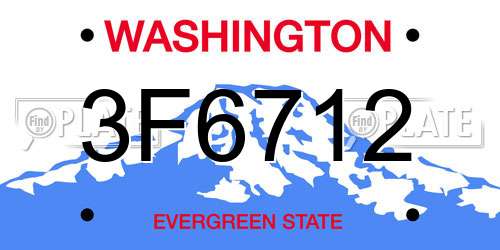 3F6712 Washington License Plate
