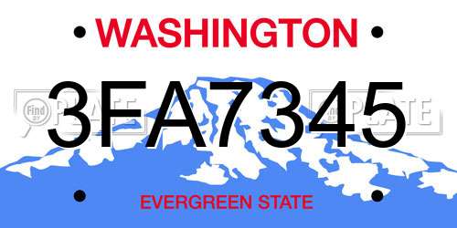 3FA7345 Washington License Plate