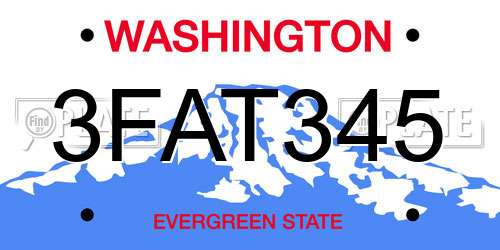 3FAT345 Washington License Plate