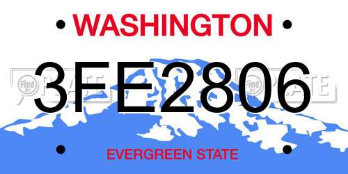 3FE2806 Washington License Plate