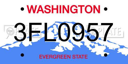 3FL0957 Washington License Plate