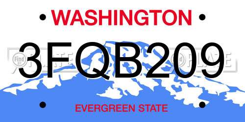 3FQB209 Washington License Plate