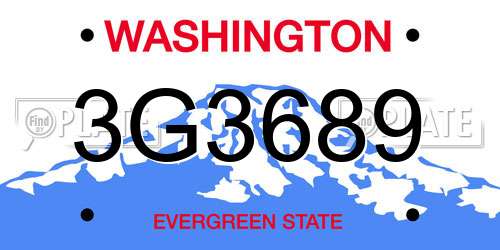 3G3689 Washington License Plate