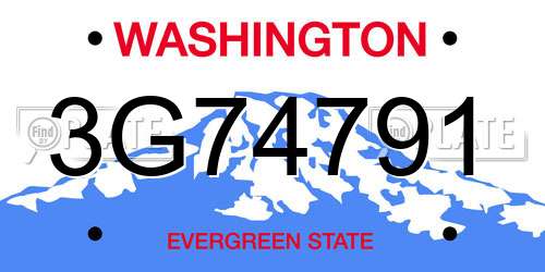 3G74791 Washington License Plate