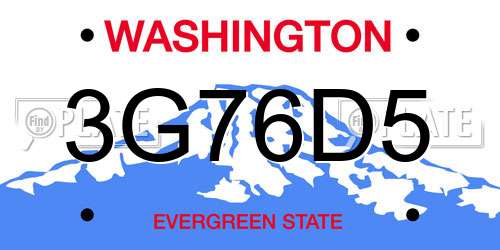3G76D5 Washington License Plate