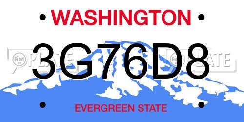 3G76D8 Washington License Plate