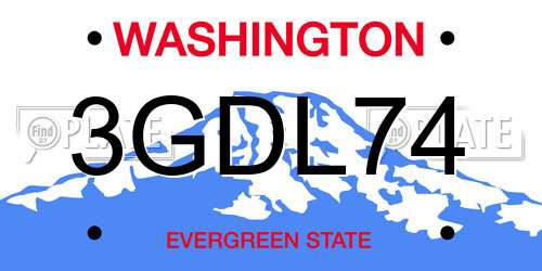 3GDL74 Washington License Plate