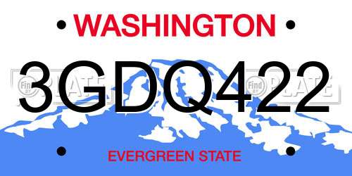 3GDQ422 Washington License Plate