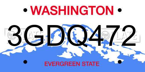 3GDQ472 Washington License Plate