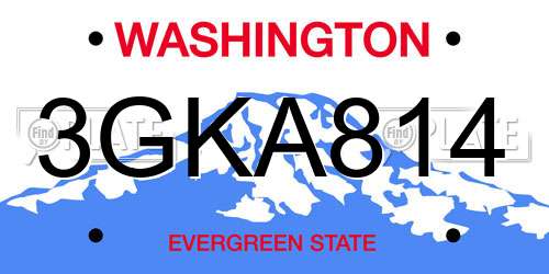 3GKA814 Washington License Plate