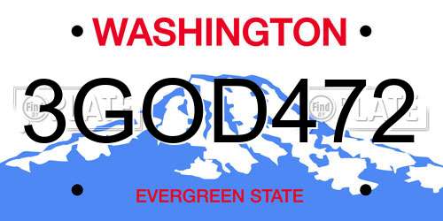 3GOD472 Washington License Plate
