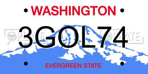 3GOL74 Washington License Plate