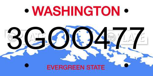 3GOO477 Washington License Plate