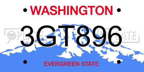 3GT896 Washington License Plate