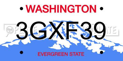 3GXF39 Washington License Plate