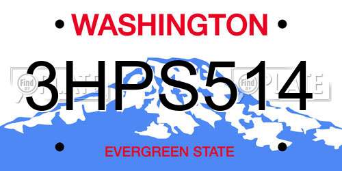 3HPS514 Washington License Plate