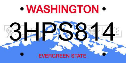 3HPS814 Washington License Plate