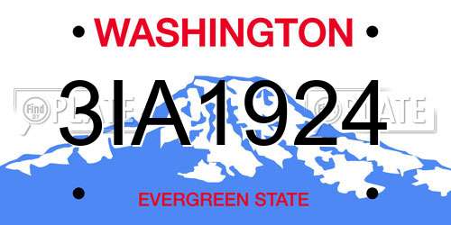 3IA1924 Washington License Plate