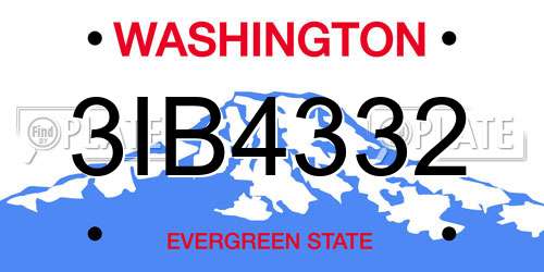 3IB4332 Washington License Plate