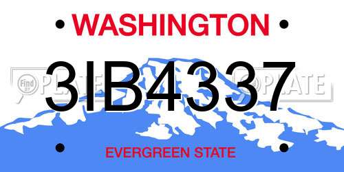 3IB4337 Washington License Plate