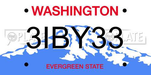 3IBY33 Washington License Plate