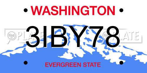 3IBY78 Washington License Plate