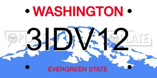 3IDV12 Washington License Plate