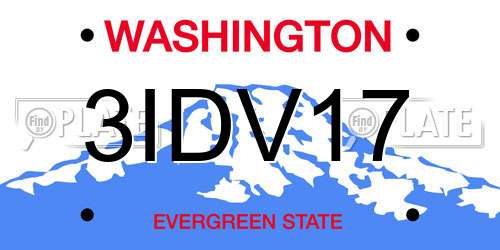 3IDV17 Washington License Plate