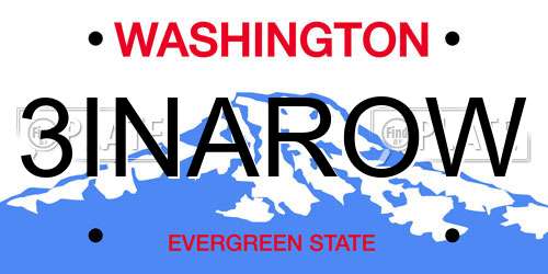 3INAROW Washington License Plate