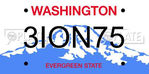 3ION75 Washington License Plate
