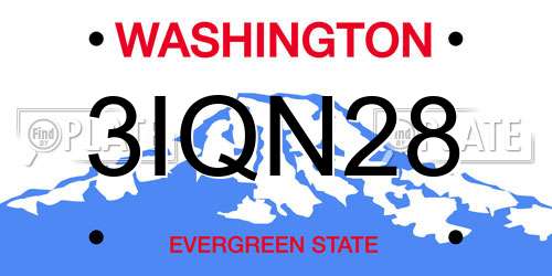 3IQN28 Washington License Plate