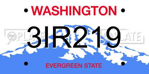 3IR219 Washington License Plate