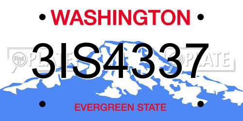 3IS4337 Washington License Plate