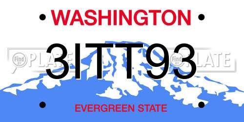 3ITT93 Washington License Plate