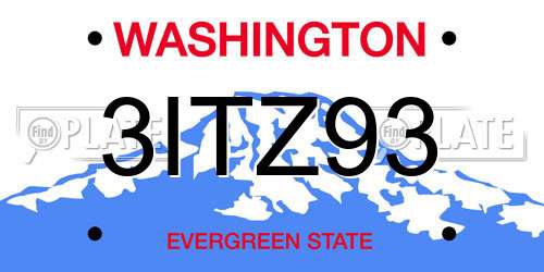 3ITZ93 Washington License Plate