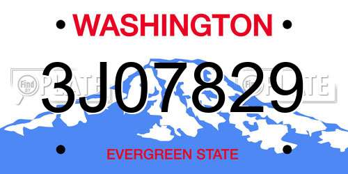 3J07829 Washington License Plate