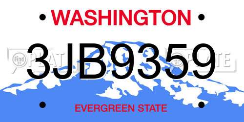 3JB9359 Washington License Plate