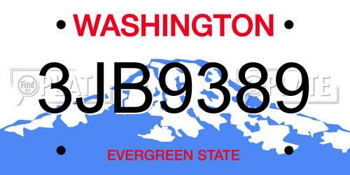 3JB9389 Washington License Plate