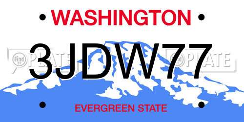 3JDW77 Washington License Plate