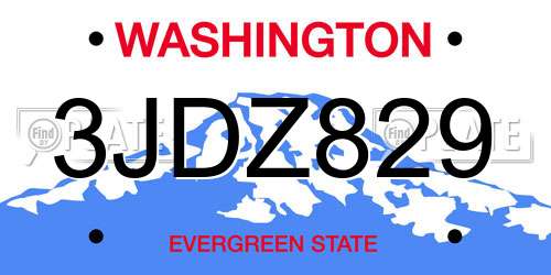 3JDZ829 Washington License Plate